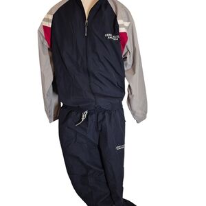 Perry Ellis Vintage 90s Mens Track Suit Jacket Warm-ups Navy Blue Sz L/XL NEW